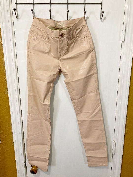 Kaos Jeans women's size 26 dusty pink faux leather viscose stretchy skinny pants
