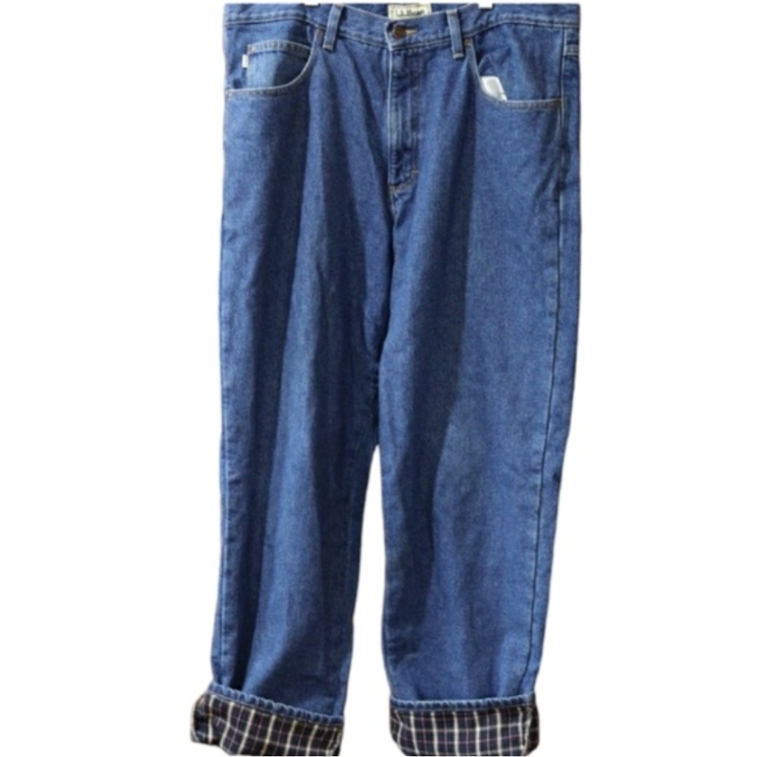 L.L.Bean Flannel Lined Insulated Jeans Warm Winter Work Jeans 36 x 32