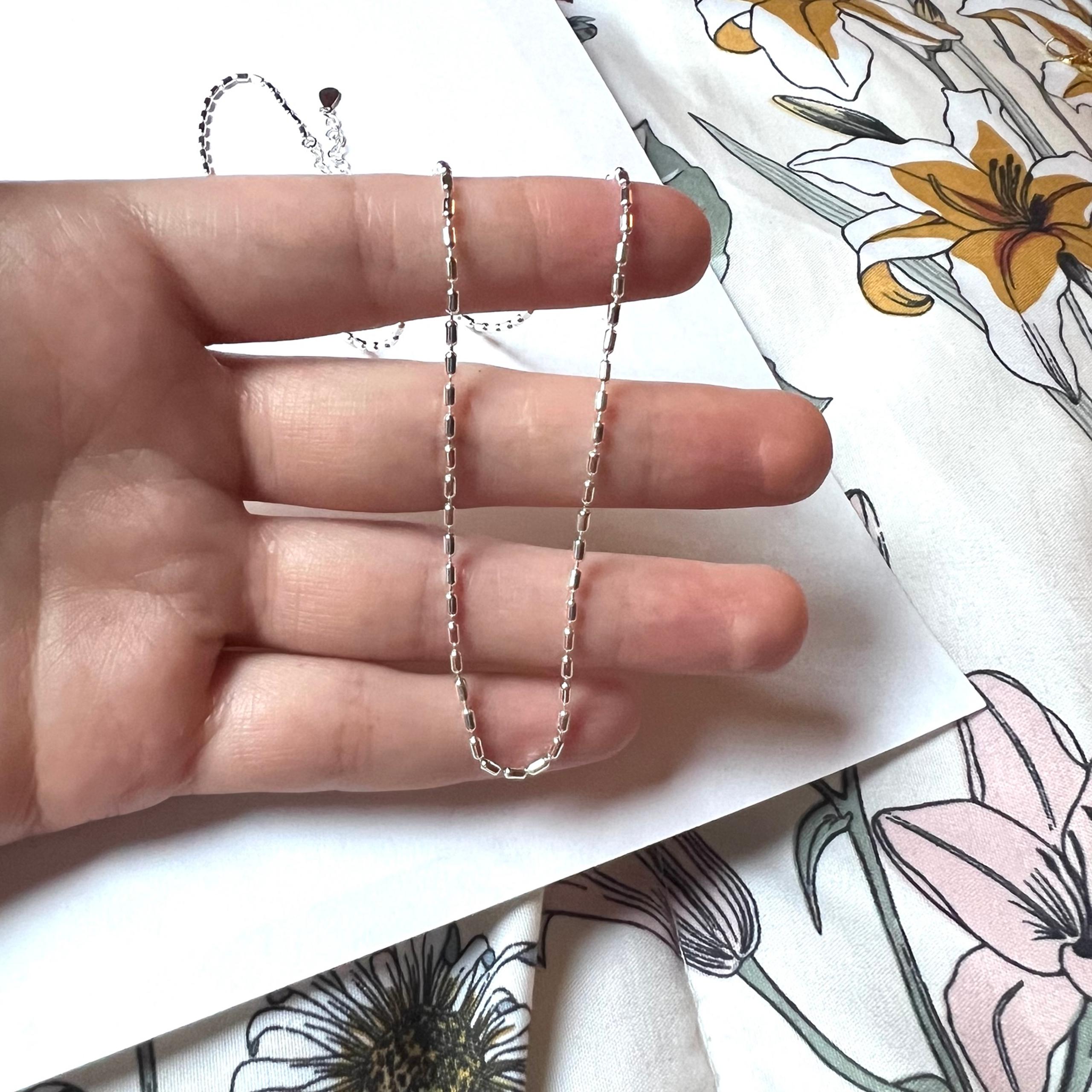 Stamped 925 Sterling Silver Rice Bead Necklace
