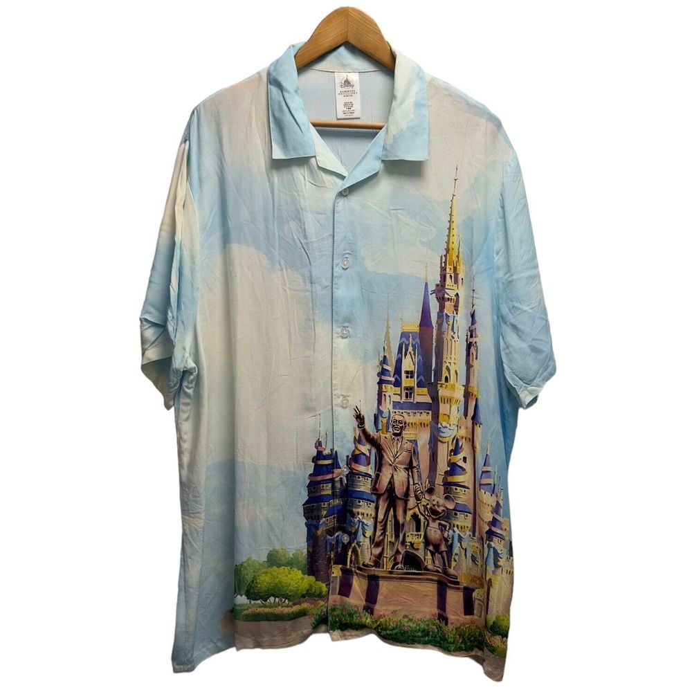 Disney NEW Mens Sz XL 50th Anniversary Cinderella Castle Walt Statue Cloud Shirt