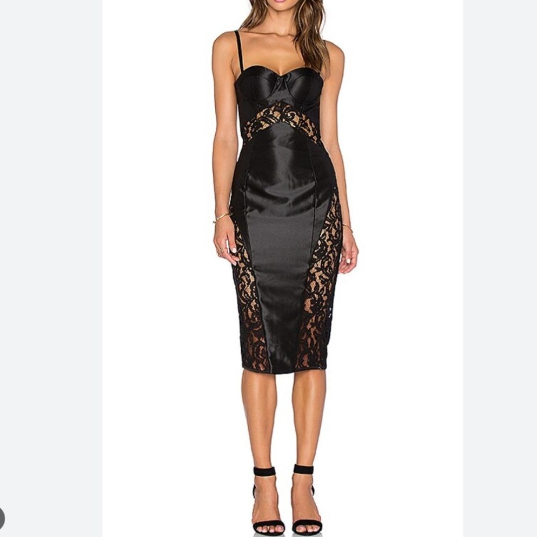 Misha Collection Vivien Dress Size XS Color Black Sleeveless Sheer Lace Contrast