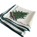 Vintage Christmas Tree Linen Cocktail Napkins 16” X 16” Green Trim Set Of Six