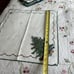 Vintage Christmas Tree Linen Cocktail Napkins 16” X 16” Green Trim Set Of Six