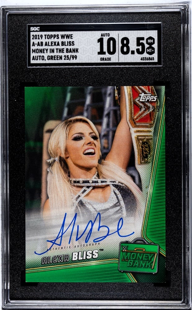 2019 Topps WWE Alexa Bliss /99 Auto Green Parallel Money In The Bank SGC 10/8.5