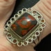 Vintage Native Sterling Huge Poppy Jasper Ring 8