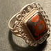 Vintage Native Sterling Huge Poppy Jasper Ring 8
