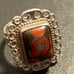 Vintage Native Sterling Huge Poppy Jasper Ring 8
