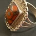 Vintage Native Sterling Huge Poppy Jasper Ring 8