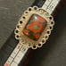 Vintage Native Sterling Huge Poppy Jasper Ring 8