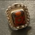 Vintage Native Sterling Huge Poppy Jasper Ring 8