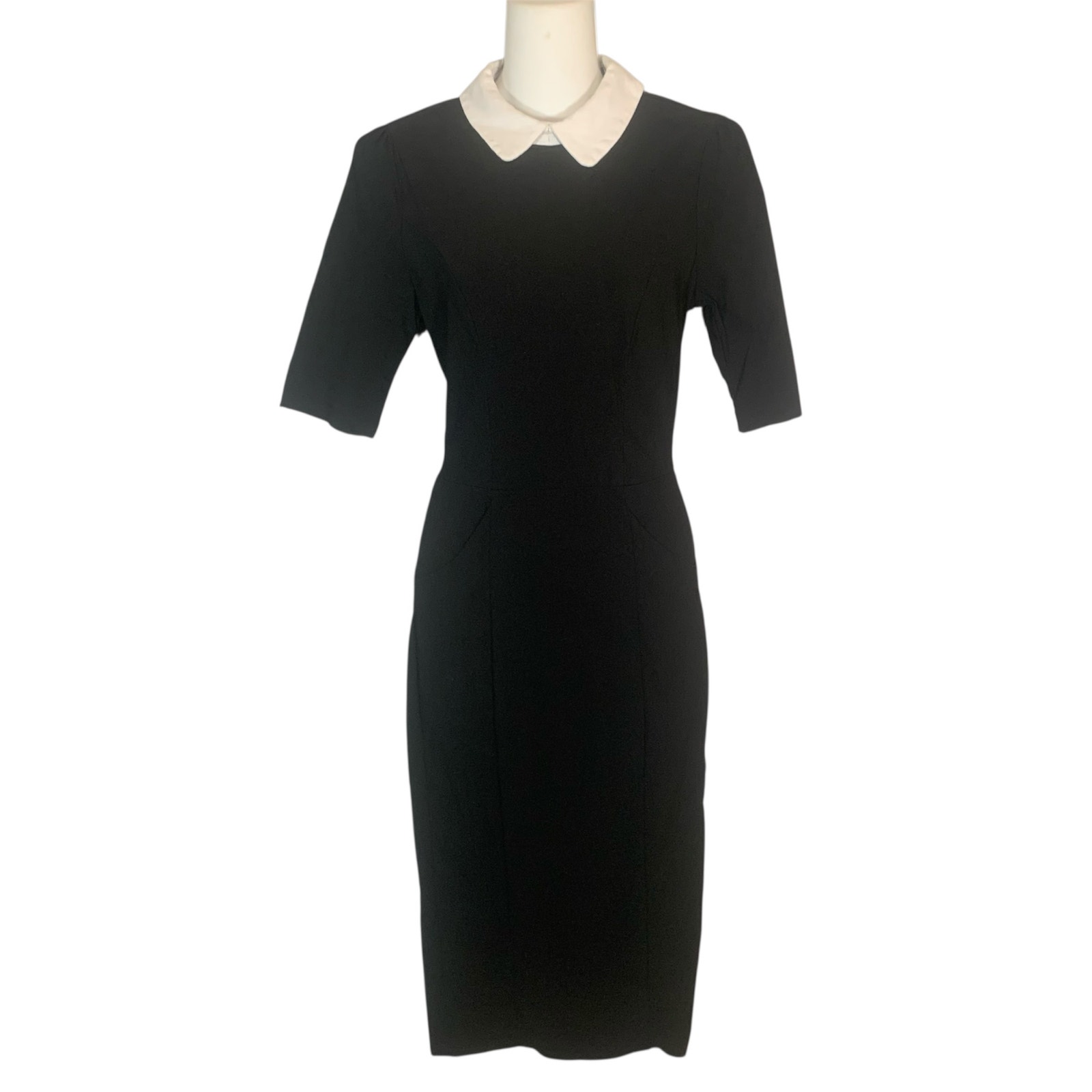 Collectif London Winona Pencil Dress Vintage Wednesday Addams Ladies Sz Small
