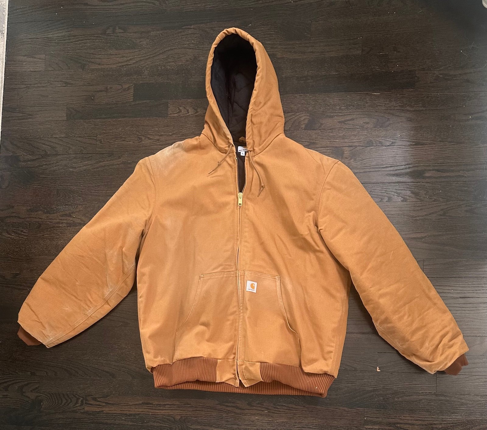 Carhartt J140 BRN Jacket 125th Anniversary Flannel Lined Duck Hood Brown XL Tall