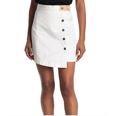 BLDWN NWT White Button Front Mini Alexis Skirt in Optic White // 2
