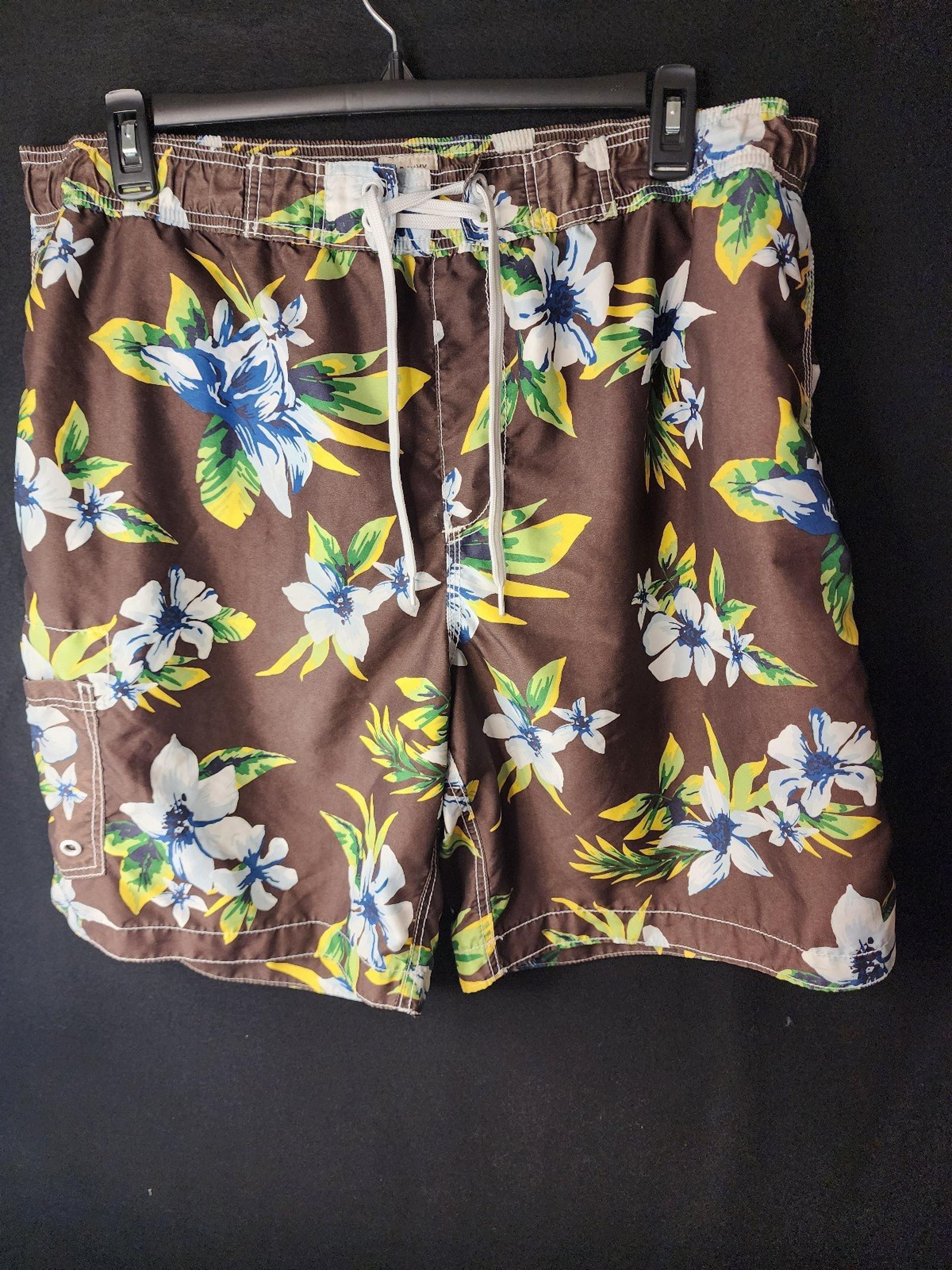Old Navy Men's XXLarge Brown Tropical Swim Trunks C5