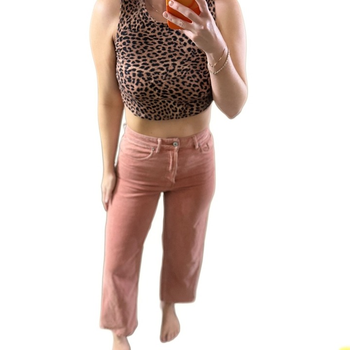 Free people Pink Pants women’s wide leg ankle pant sz 26 high waisted denim