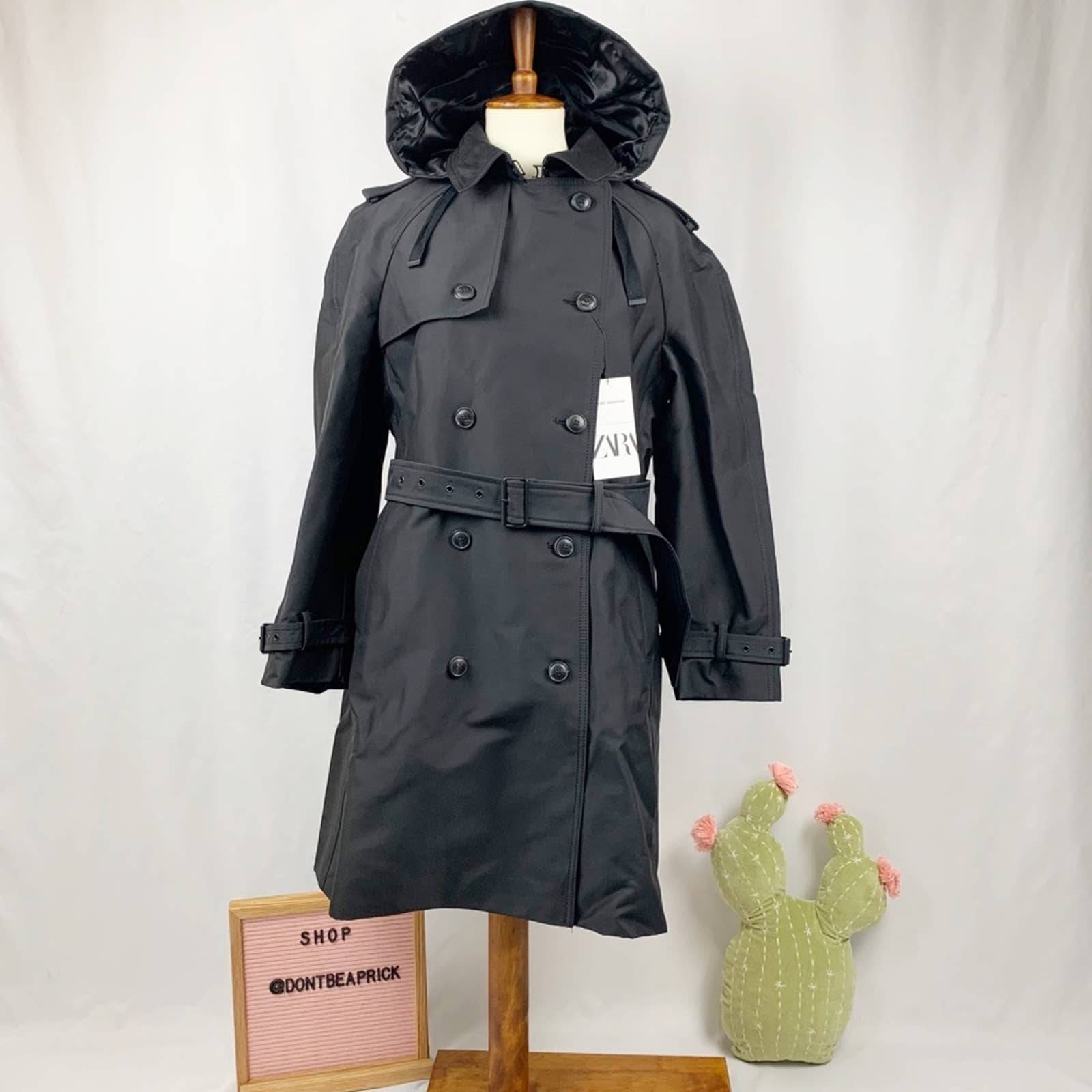 Zara Water Resistant Black Trench Coat