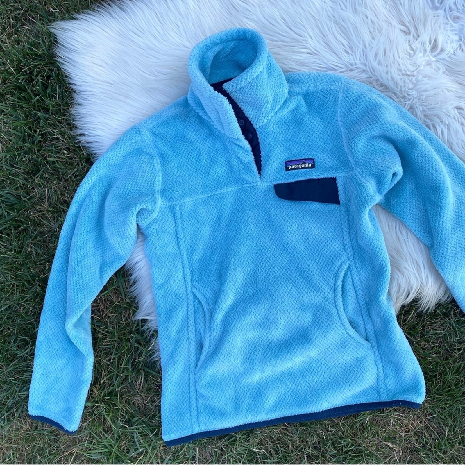 Patagonia blue retool fleece pullover XS