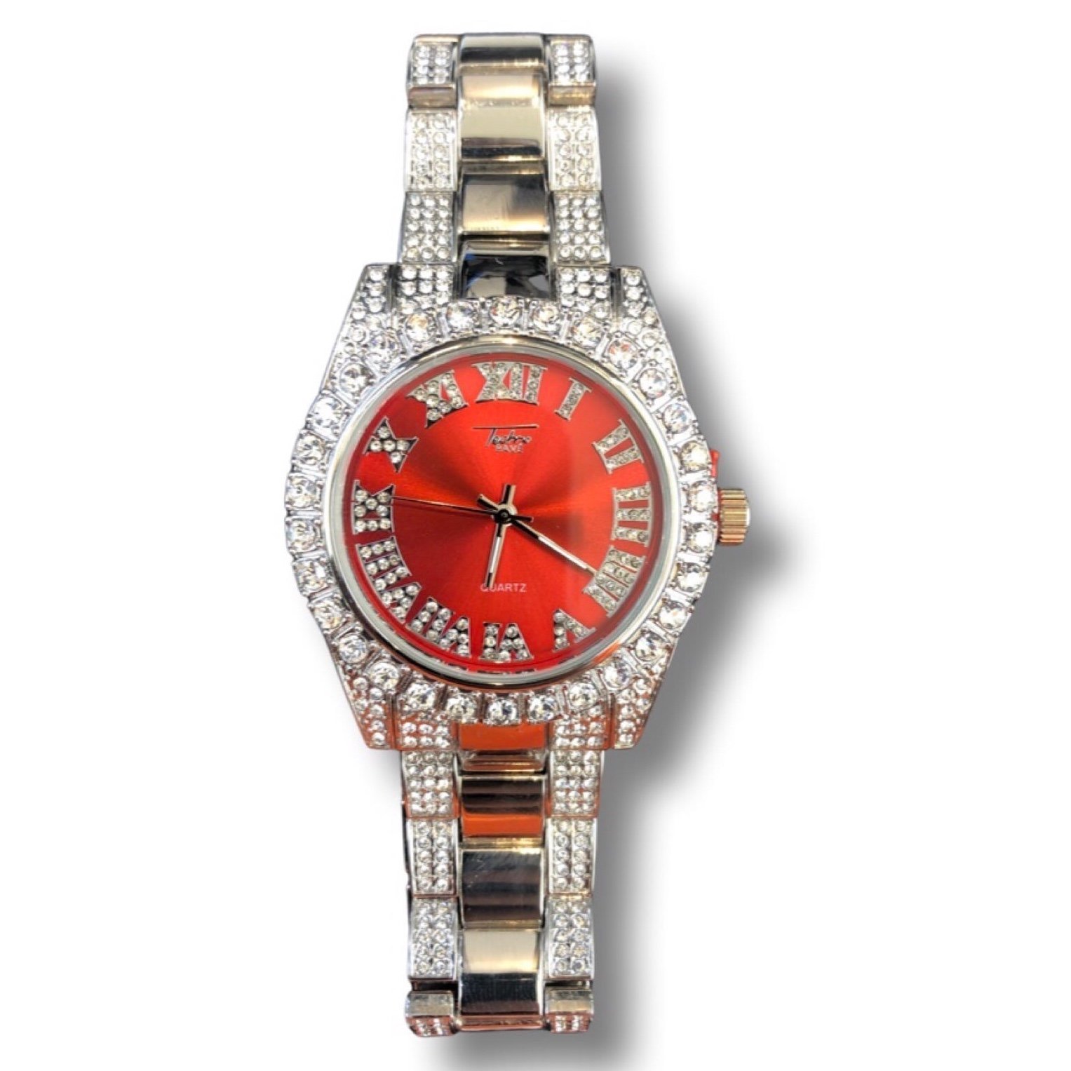 Quartz watch techno pave sale
