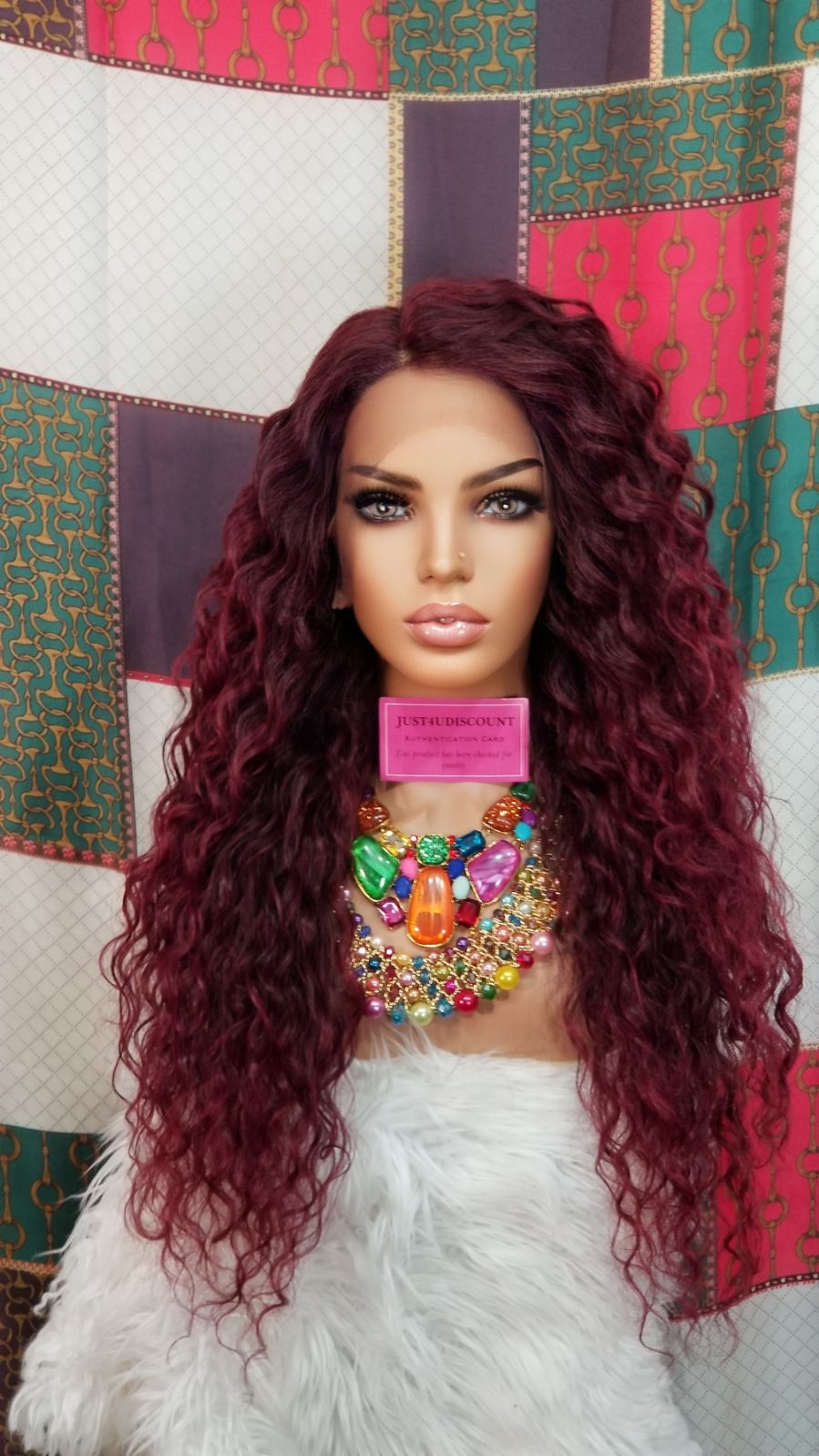 Hawaiian burgundy wave lace wig
