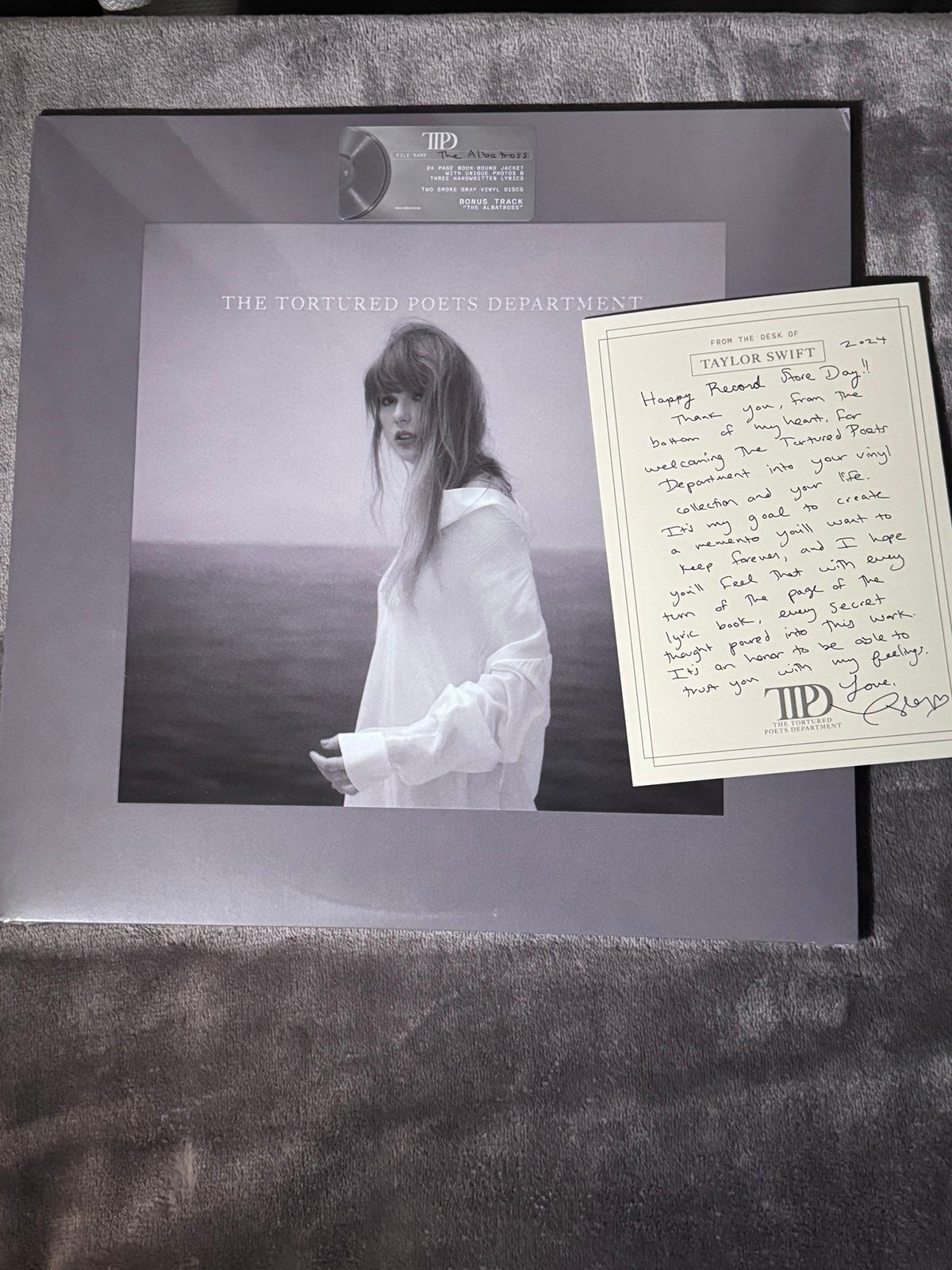 Taylor swift The tortured poets department RSD letter version