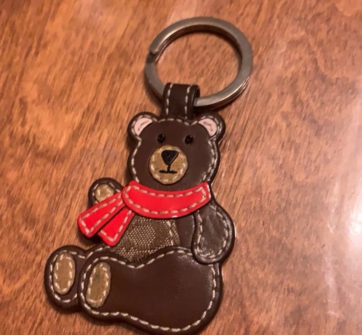 Coach Leather Teddy Bear keychain purse charm