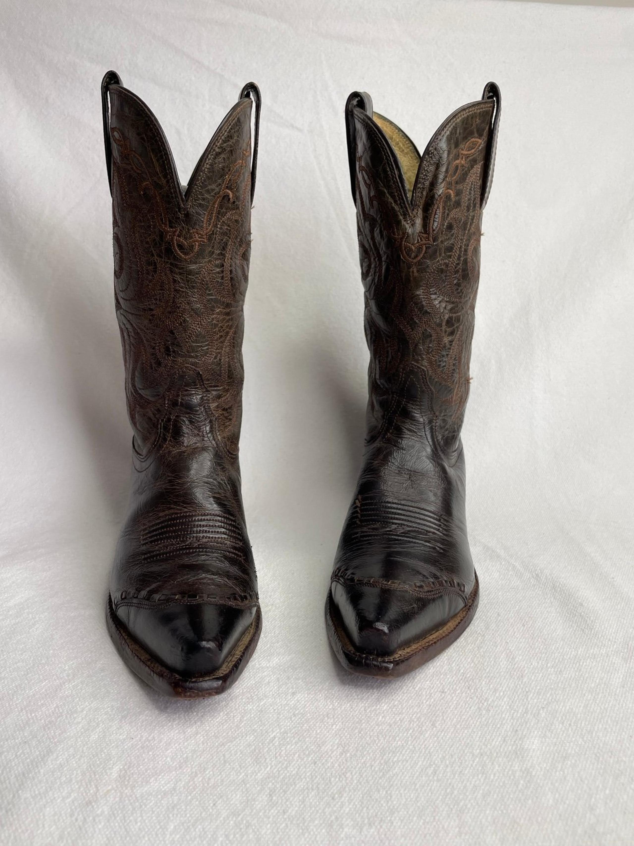 Tony Lama Womens Sierra Goldrush Distressed Brown Cowboy Boots Size 6 B VF6009