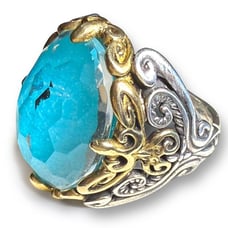 Carolyn Pollack Relios Size 8 Sterling & Brass Statement Ring