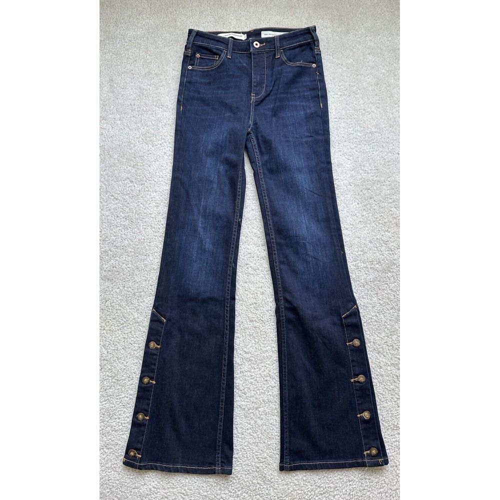 New - Anthropologie Pilcro High Rise Bootcut Button Details Jeans Size 25 Blue