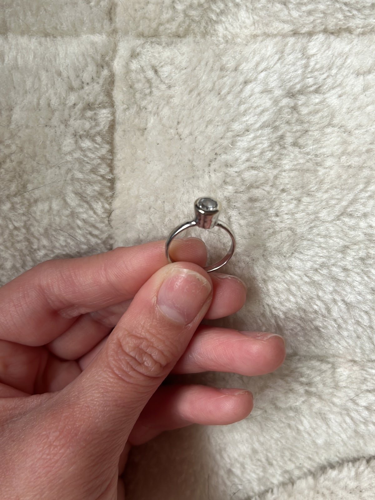 Rustic white gold inlaid diamond engagement ring