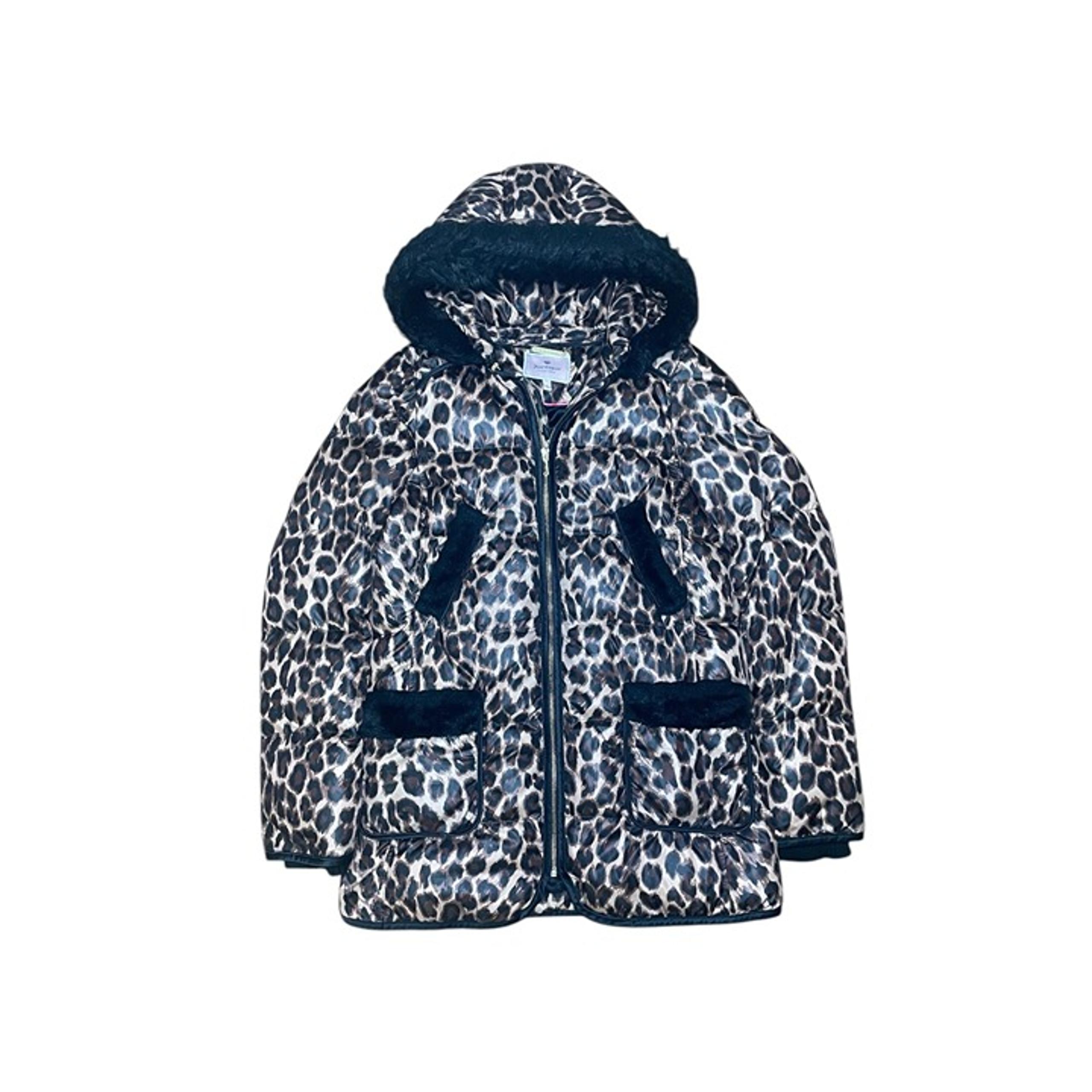 VTG Juicy Couture Full Zip Leopard Cheetah Down Puffer Fur Long Coat Wmns Medium