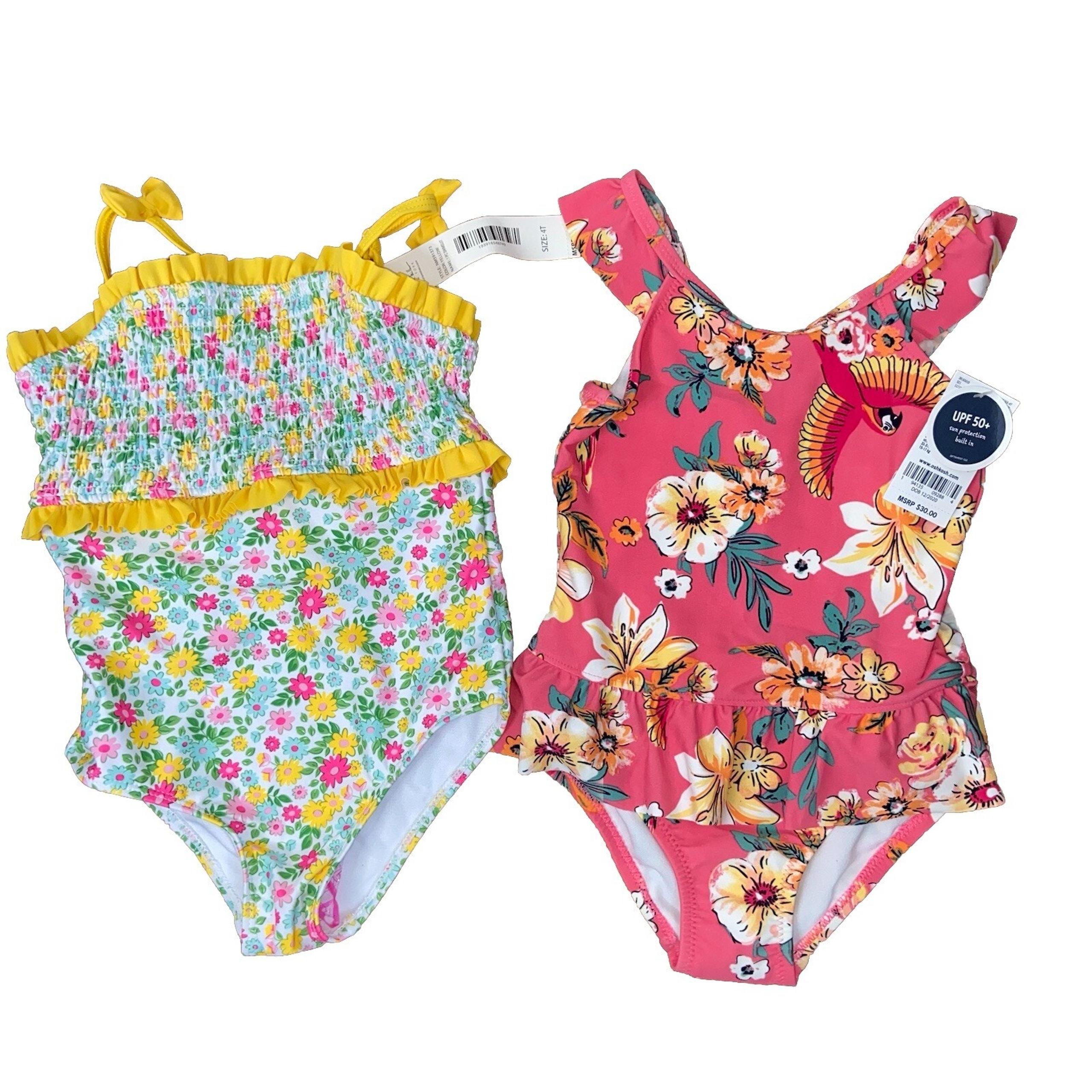 Little Girls Swimsuit Lot Size 4T NWT Nicole Miller Oshkosh UPF 50