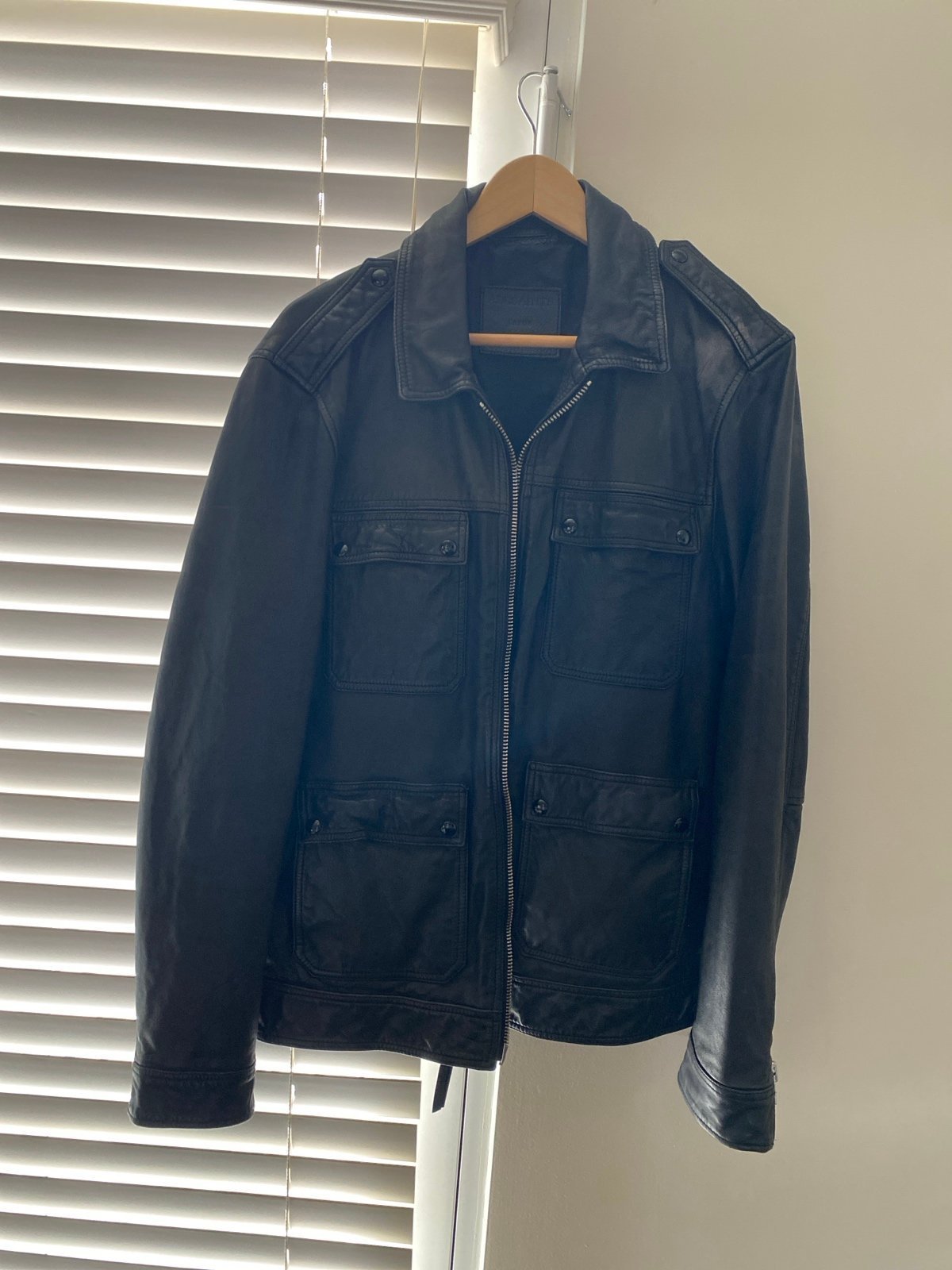 all saints leather jacket