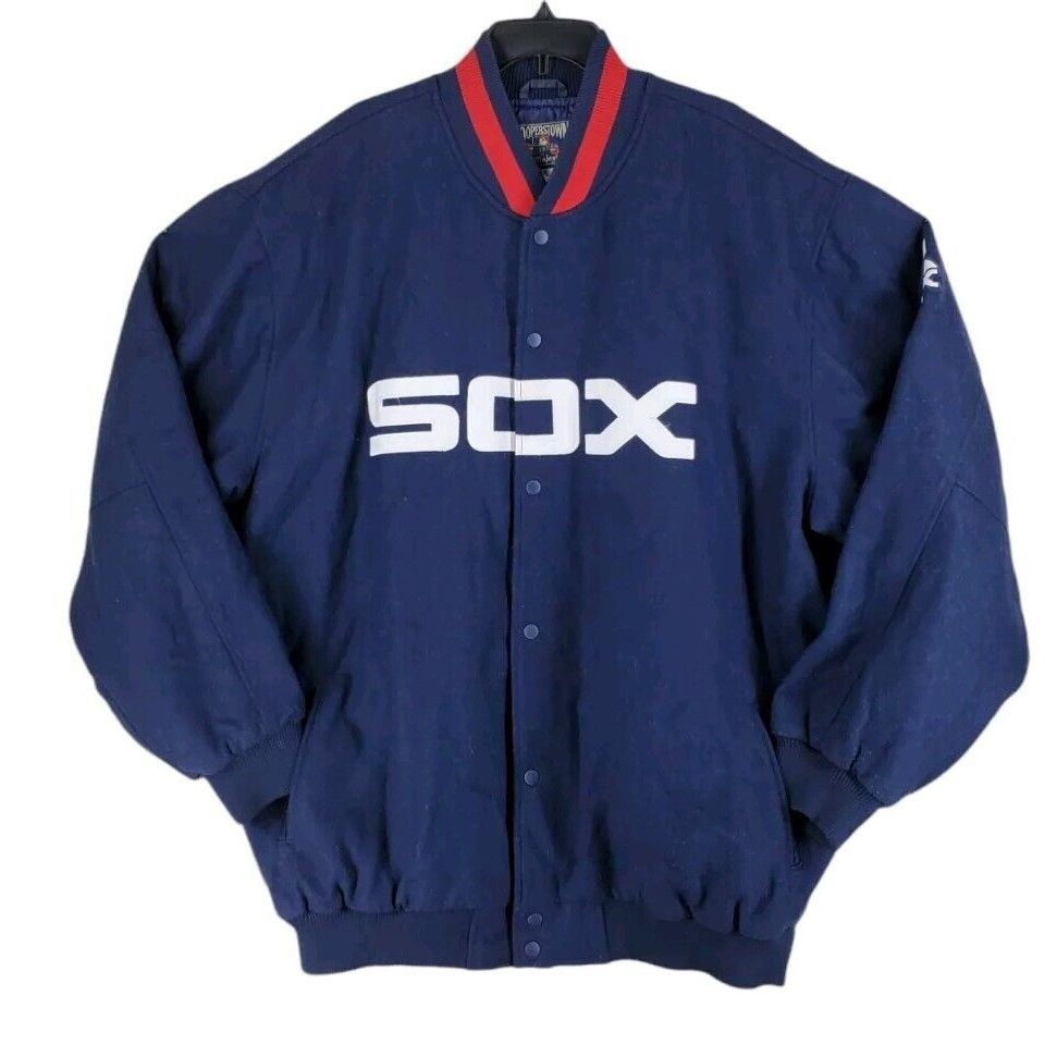 Vtg Majestic White Sox Varsity Jacket Mens 3XL Blue Wool Blend Quilted Lined