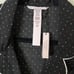 Victoria’s Secret Polka Dot Pajama Top NEW Size XL Long Black Pink Button Front