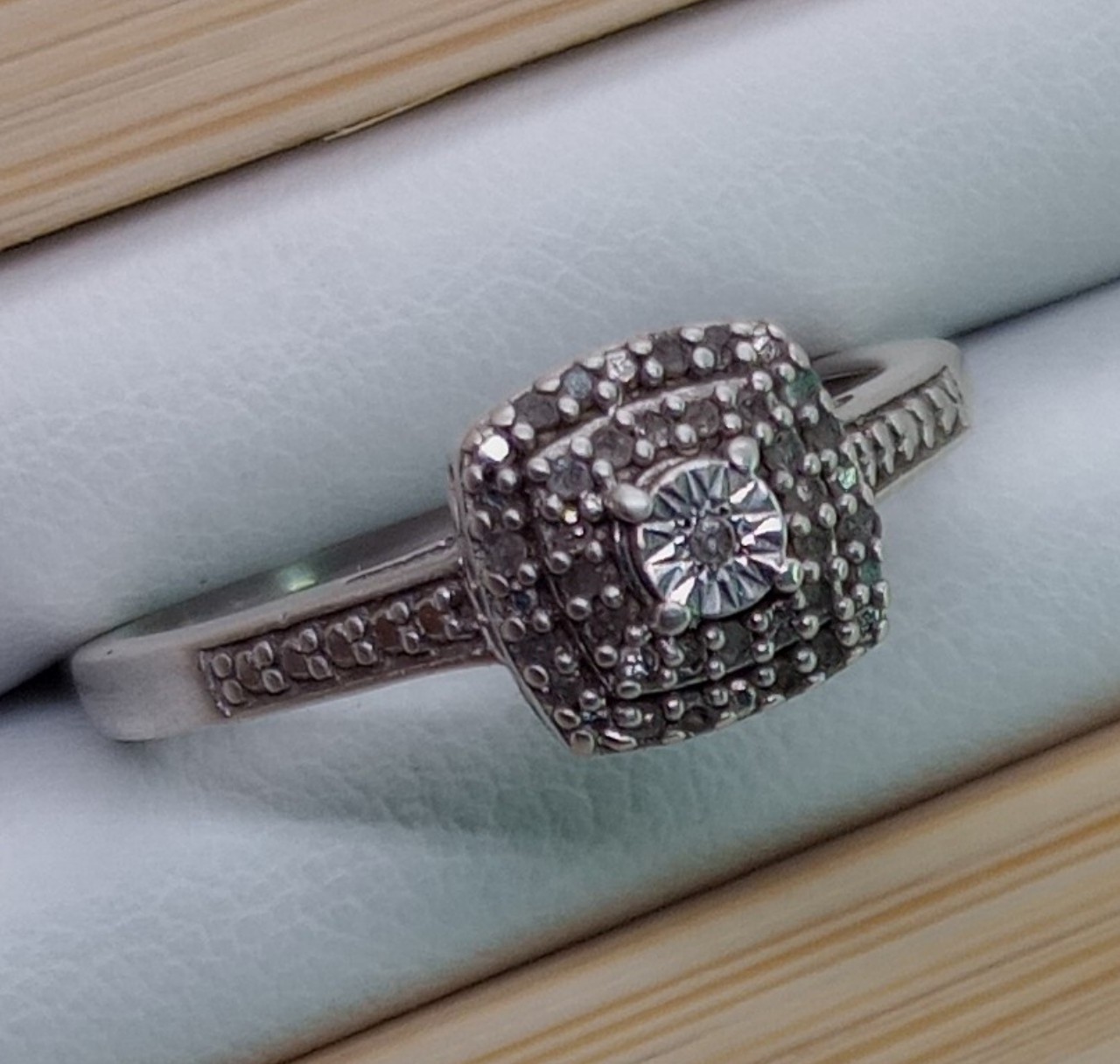 Sterling Silver Ring with Diamonds - Sz 7