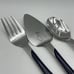3 Pc Vtg Fiesta Swirl Flatware Serving Set Blue Pie Server Slotted Spoon Fork