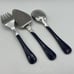 3 Pc Vtg Fiesta Swirl Flatware Serving Set Blue Pie Server Slotted Spoon Fork