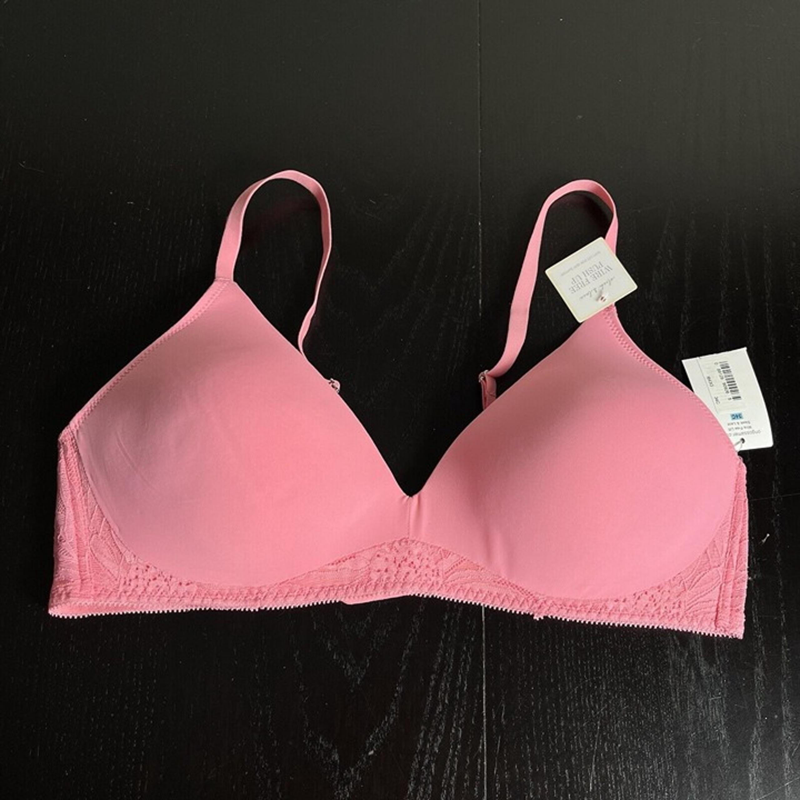 NWT ON GOSSAMER Size 34C Wire-Free Push-Up Lift Sleek & Lace T-Shirt Bra Pink