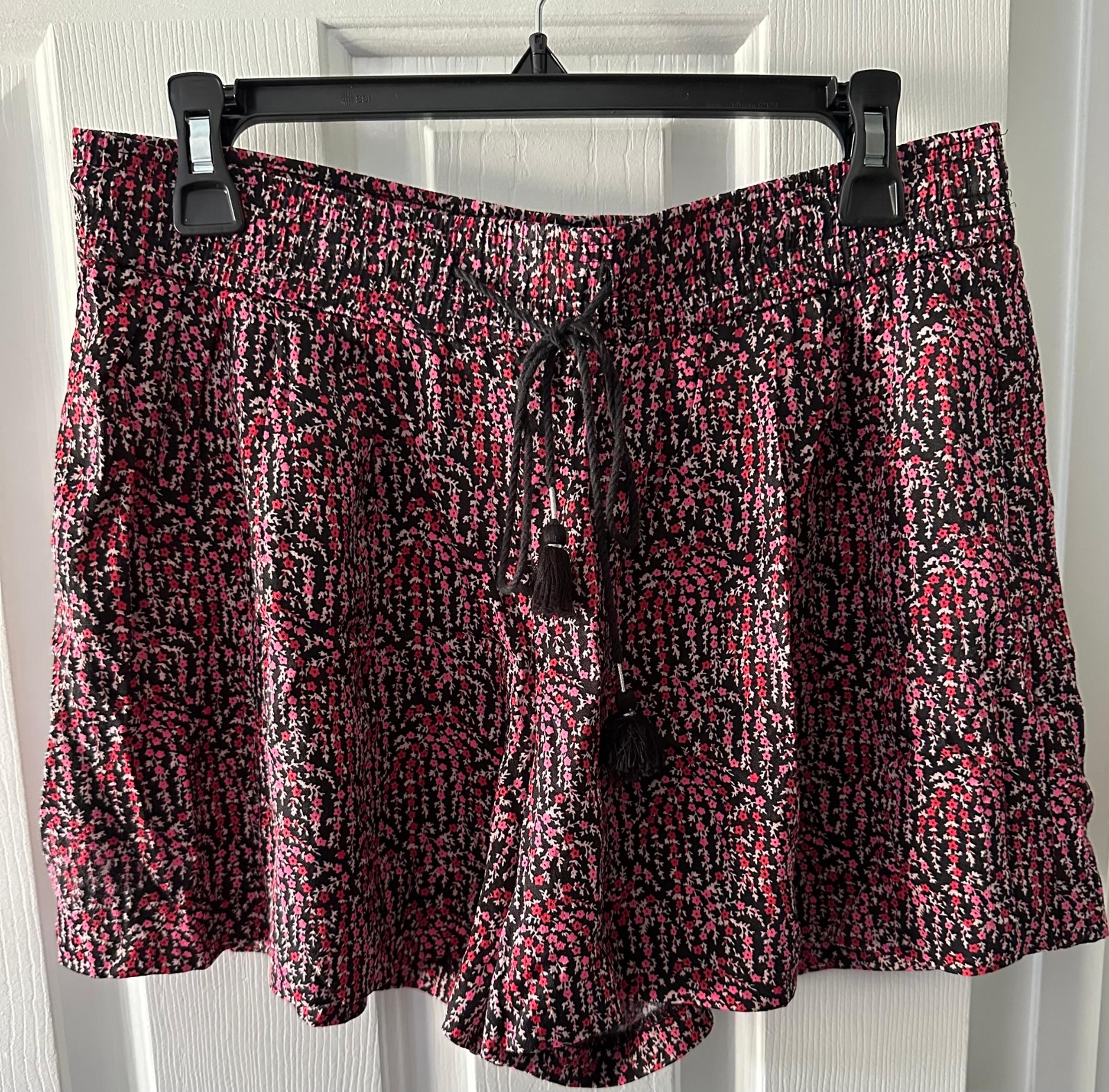 Ann Taylor Loft Shorts Women's Small Pink Red Floral Print Drawstring Pull On