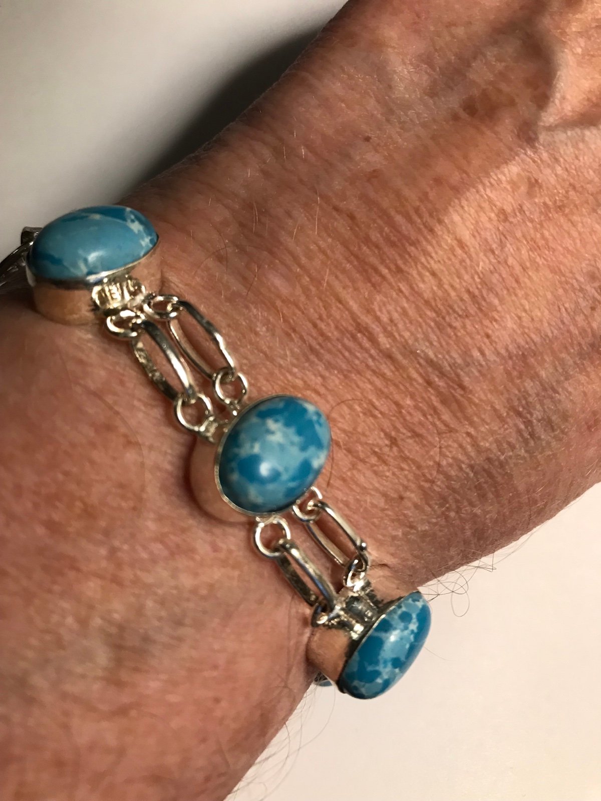 Larimar 925 Sterling Silver Bracelet