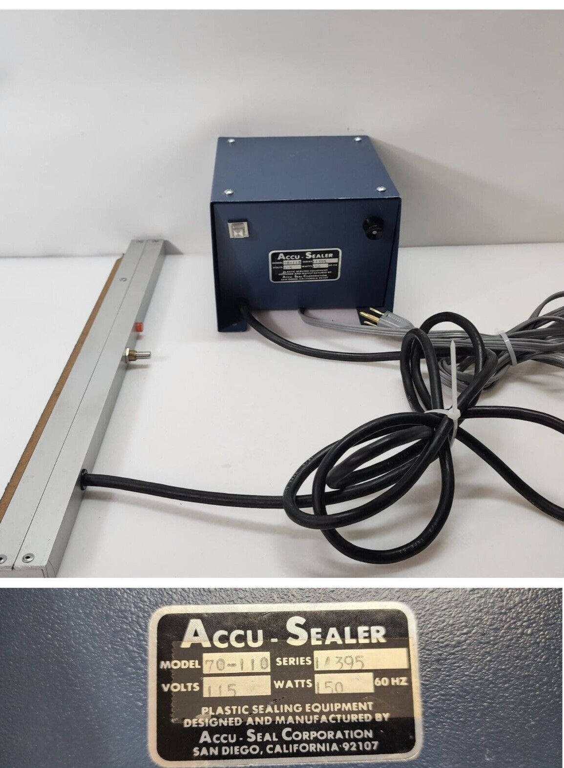 Vtg Accu-Seal Model 70-110 Plastic Sealing Equipment 115V 150 Watt Made in USA