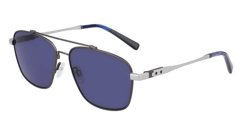 New SHINOLA by Flexon SH-2100S 071 Gunmetal & Silver Sunglasses with Blue Lenses