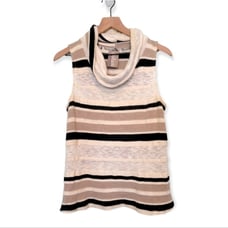 Anthropologie Dolan Neutral Stripe Sleeveless Sweater Size Large