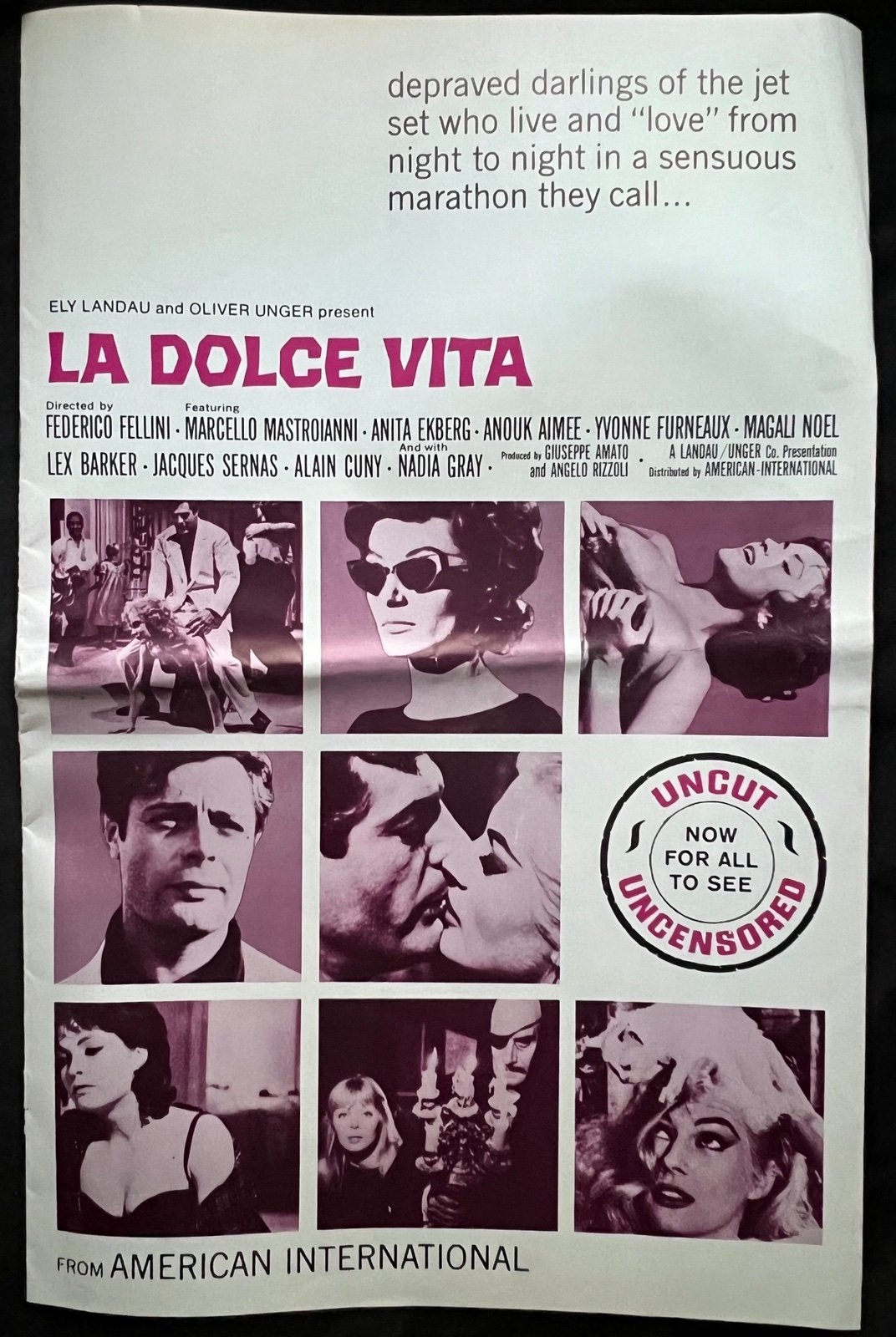 La DOLCE VITA movie Pressbook R1966 FEDERICO FELLINI MASTROIANNI EKBERG (RARE)