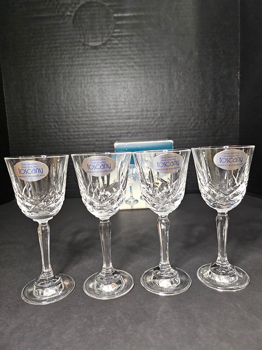 Set of 4 Vintage Lillian Cordials 24% Crystal Glasses by The Tocany Collection