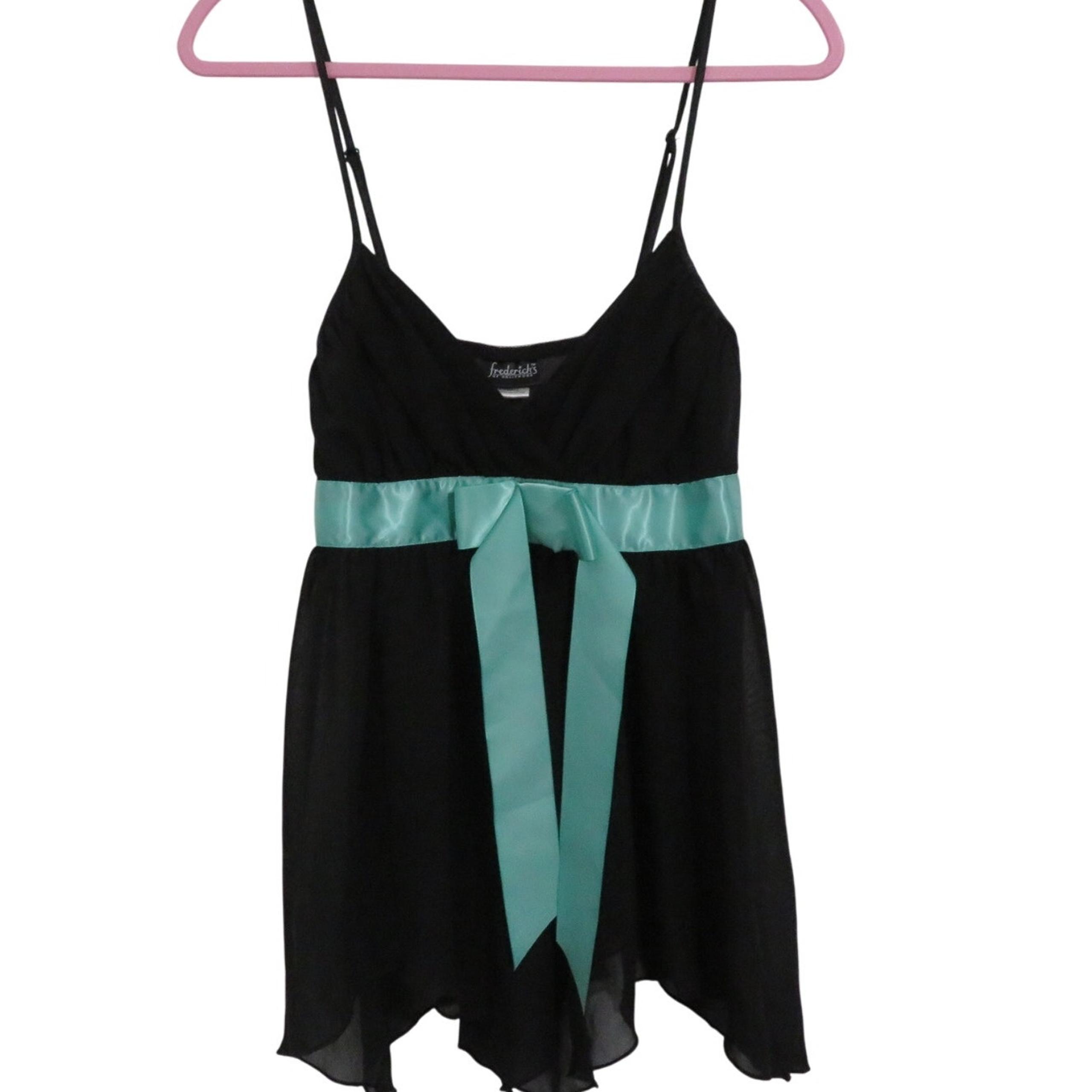 Frederick's of Hollywood Womens Sz XS Black Asymmetrical Y2K Coquette Fairy Top