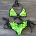 Green Black Ruffled LMG Bikini Set