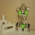 Green Black Ruffled LMG Bikini Set