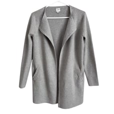 J Crew Factory Small Grey Knit Sweater Blazer Open Front Cardigan Cotton