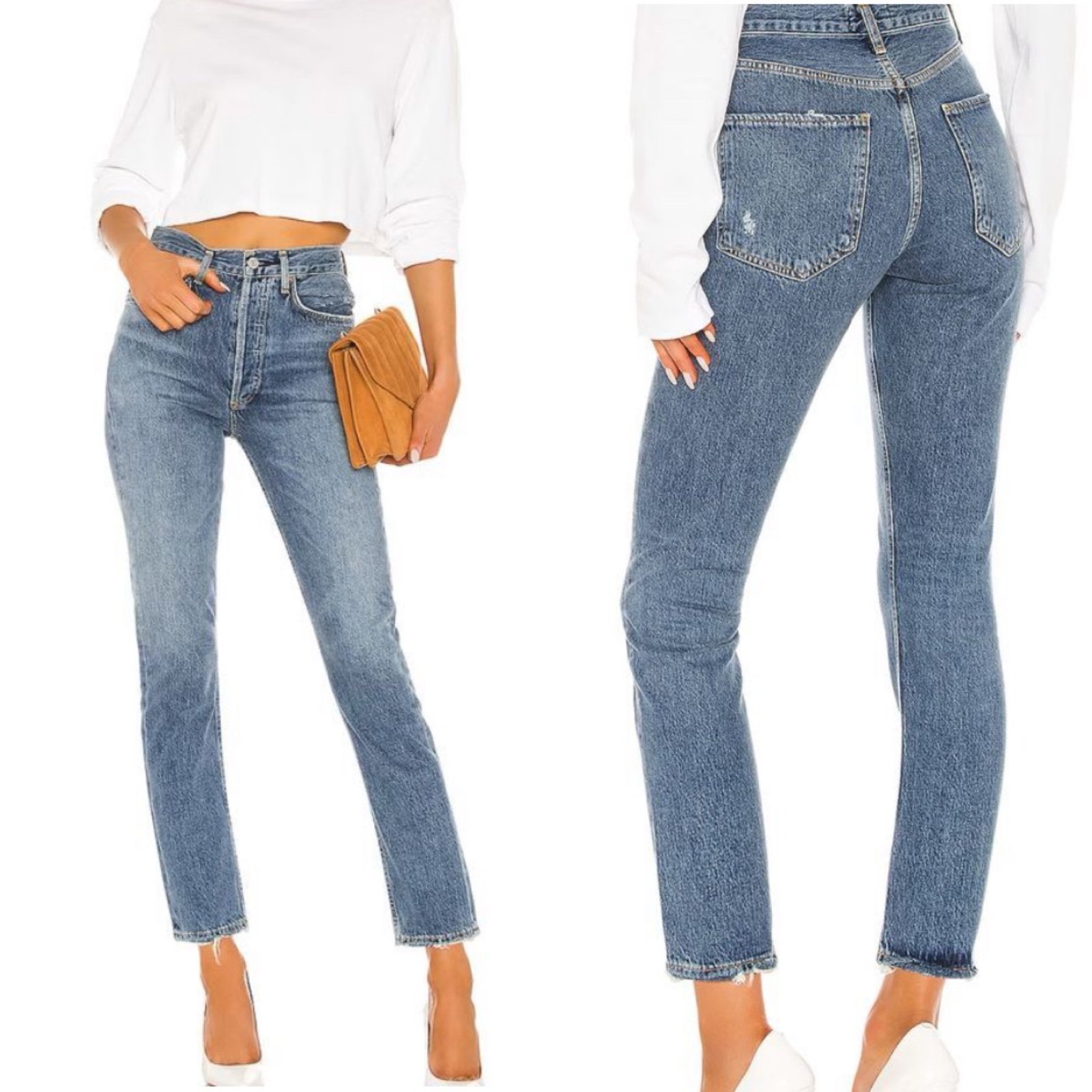 Agolde Riley High Rise Crop Straight Leg Jeans Size 26